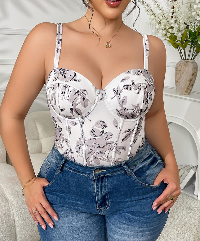 jkthpu-45 Elegant Floral Plus Size OffShoulder Bodysuit for Any Occasion