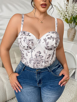 jkthpu-45 Elegant Floral Plus Size OffShoulder Bodysuit for Any Occasion
