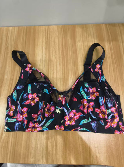 KissICON Elegant Floral Print Curve Backless Bra
