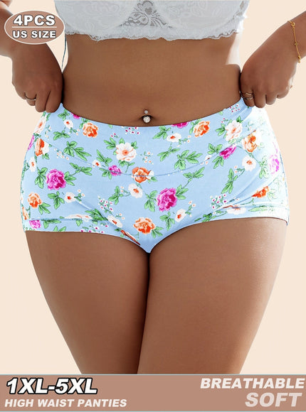 KissICON Elegant Floral Print Fullcoverage Highwaisted Underwear