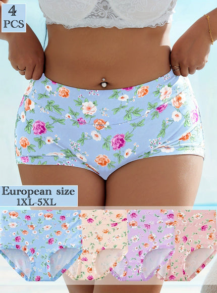 KissICON Elegant Floral Print Fullcoverage Highwaisted Underwear