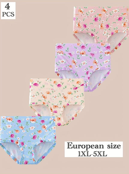 KissICON Elegant Floral Print Fullcoverage Highwaisted Underwear