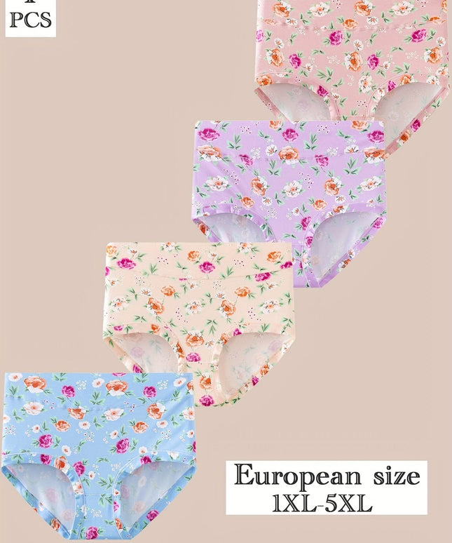 KissICON Elegant Floral Print Fullcoverage Highwaisted Underwear