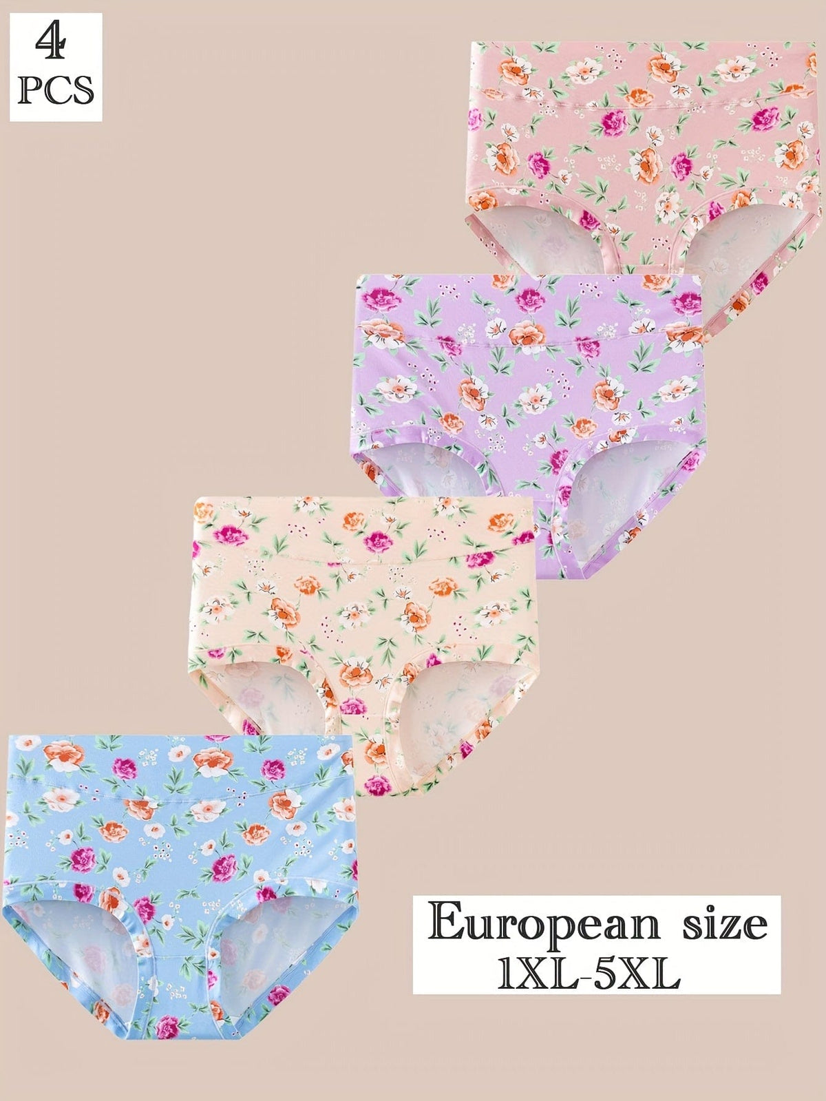 KissICON Elegant Floral Print Fullcoverage Highwaisted Underwear