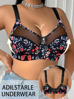 KissICON Elegant Floral Print Nonpadded Bra – All Seasons