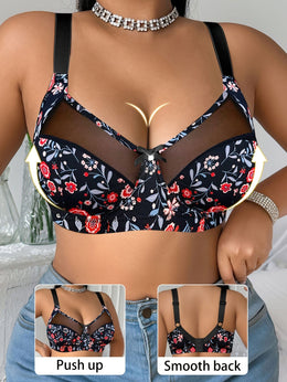 KissICON Elegant Floral Print Nonpadded Bra – All Seasons