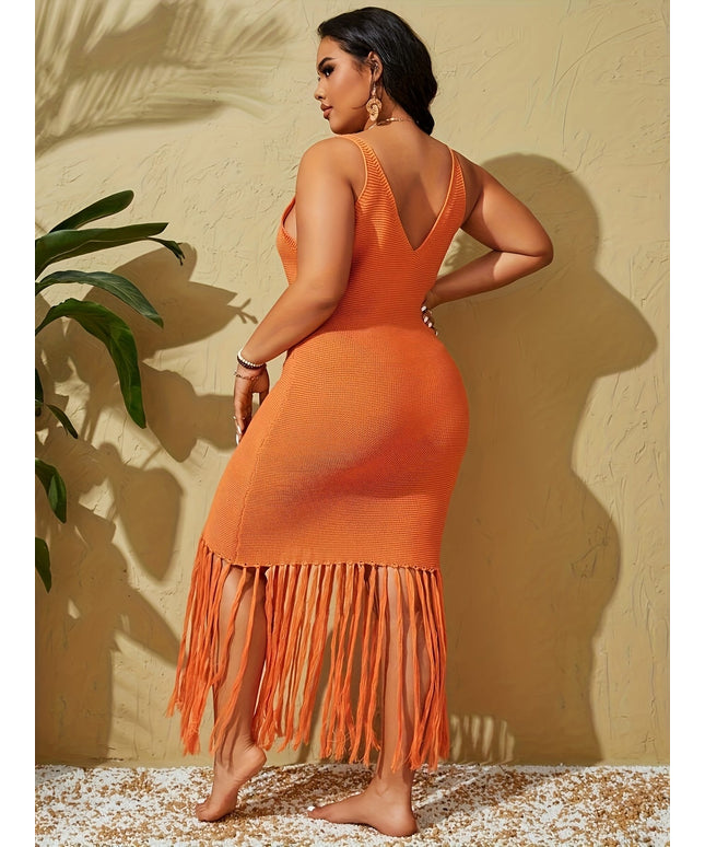 KissICON Elegant Fringe Beach Dress – Lightweight V-Neck