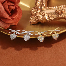 KissICON 💋 Elegant Full-Diamond Heart Earrings - Sparkling Zircon