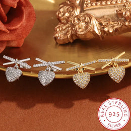KissICON 💋 Elegant Full-Diamond Heart Earrings - Sparkling Zircon