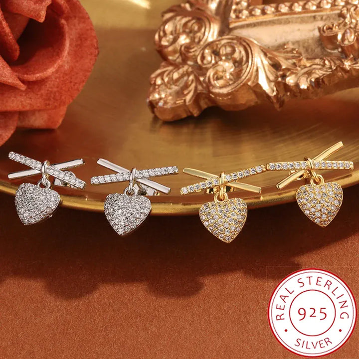 💋 Elegant Full-Diamond Heart Earrings - Sparkling Zircon