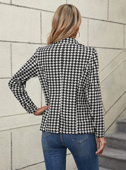 KissICON Elegant Houndstooth Blazer – Machine Washable Allseason