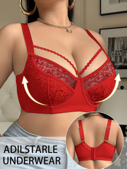 jkthpu-45 Elegant Lace PushUp Bra Breathable NonSlip Comfort