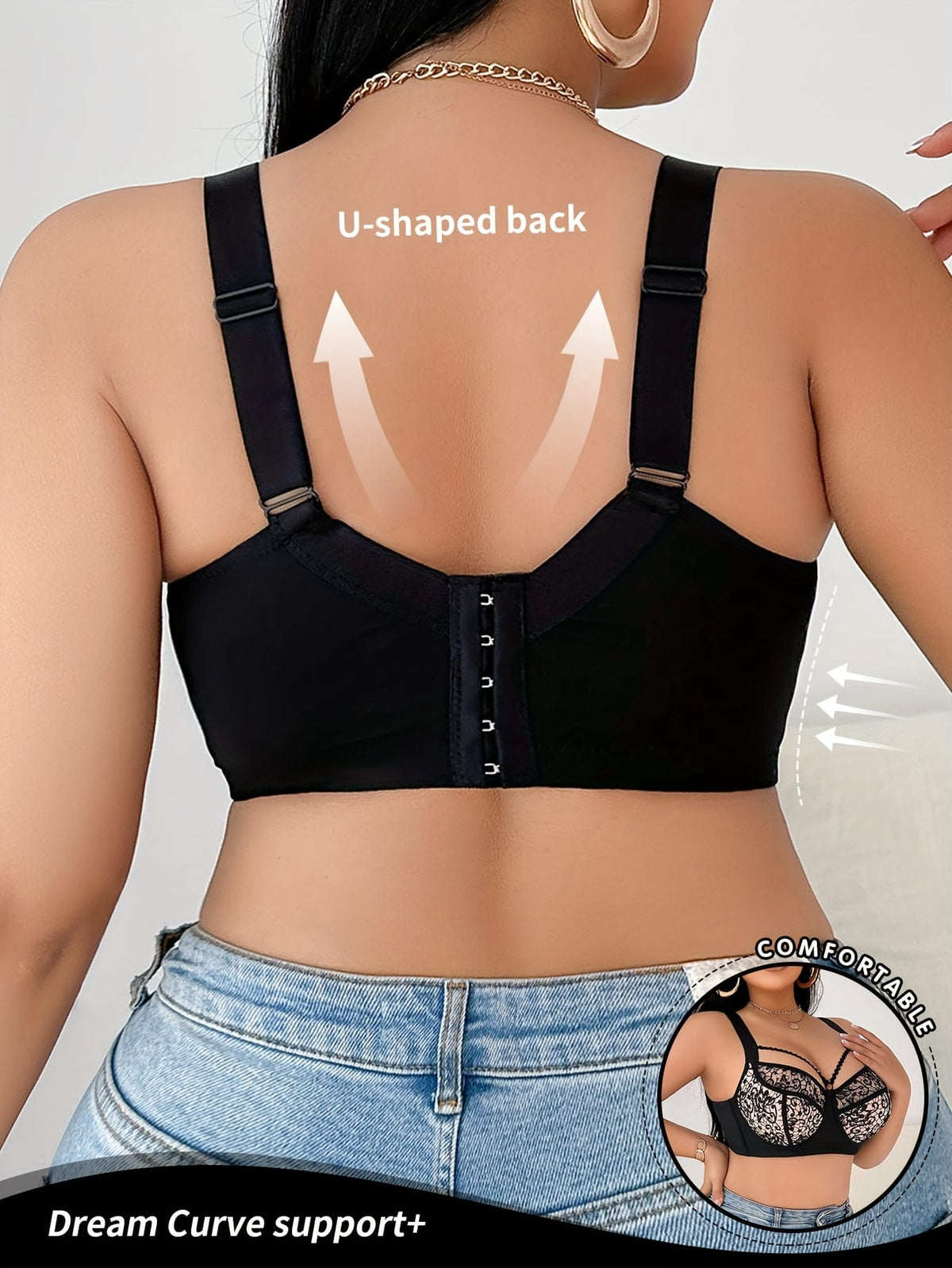 jkthpu-45 Elegant Lace PushUp Bra Breathable NonSlip Comfort