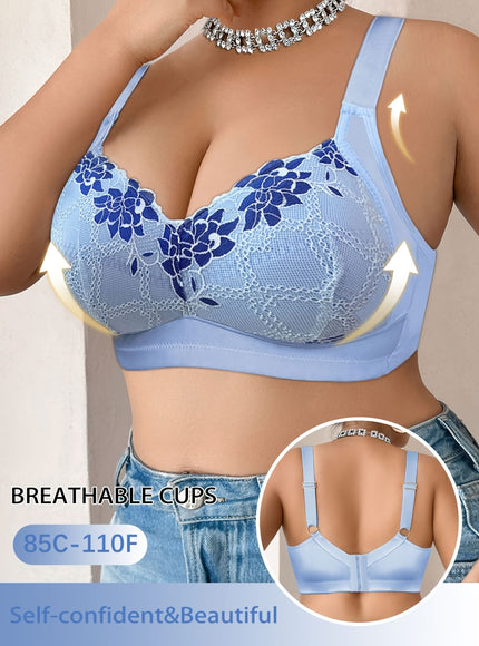 KissICON Elegant Lace-trimmed Wireless Bra – Easy Back Thickened