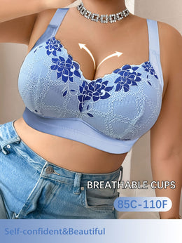 KissICON Elegant Lace-trimmed Wireless Bra – Easy Back Thickened
