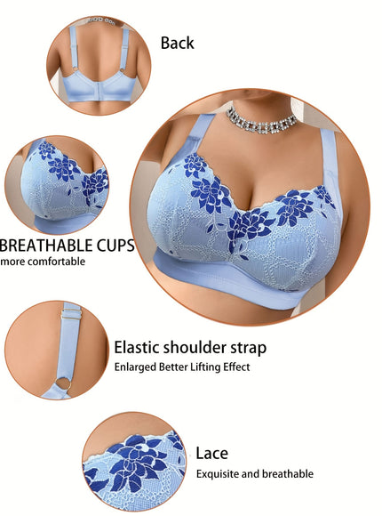 KissICON Elegant Lace-trimmed Wireless Bra – Easy Back Thickened