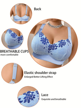 KissICON Elegant Lace-trimmed Wireless Bra – Easy Back Thickened