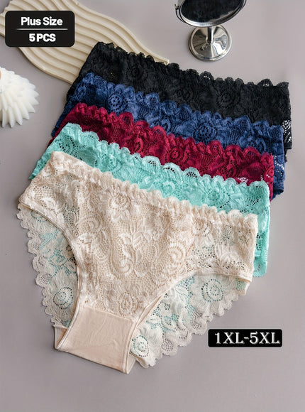 KissICON Elegant Lacetrimmed Stretchy Panties 5 Pack