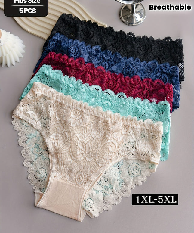 KissICON Elegant Lacetrimmed Stretchy Panties 5 Pack