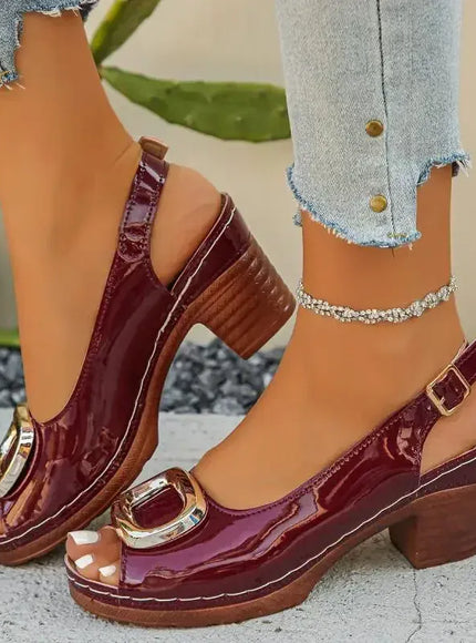 KissICON Elegant Ladies Peep Toe Pumps 2025 Patent Leather