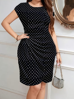 jkthpu-45 Elegant Leopard Print Midi Dress with Ruffle Detail - Sleeveless, Crew Neck, Stretchy Polyester Fabric, All-Season Wear for Women, Stylish Geometric-Patterned Dress, Leopard Print Dres