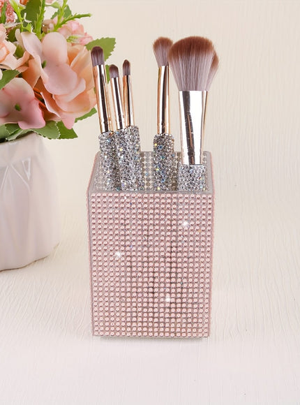jkthpu-45 Elegant Light Gold Diamond Studded Cosmetic Makeup Stationery Organizer Box