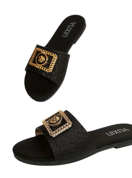 KissICON Sandals Elegant Metal Trim Flat Sandals