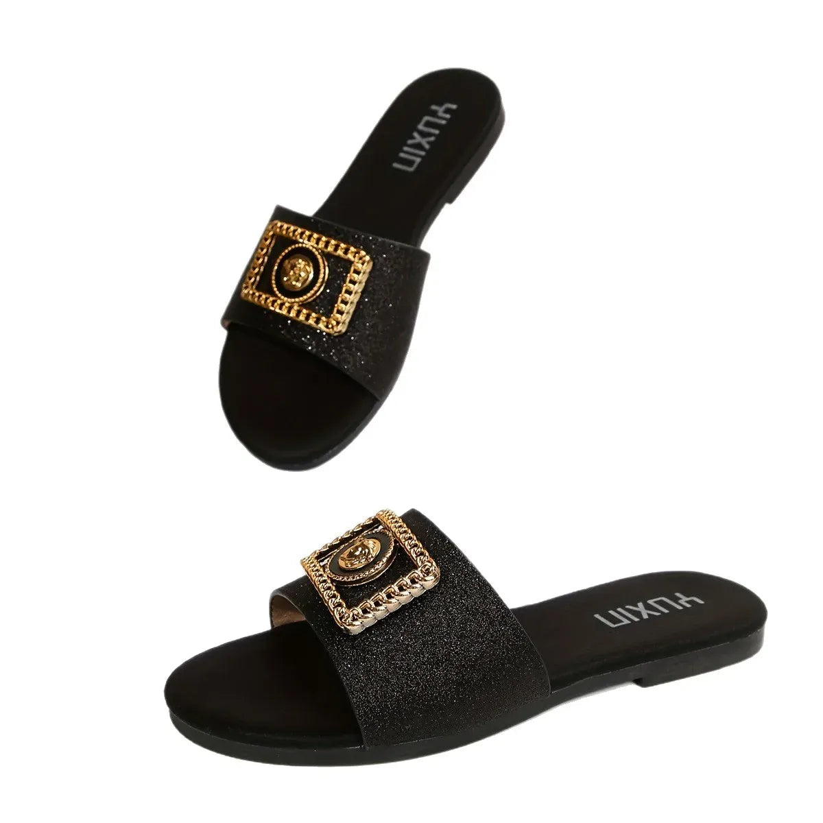 KissICON Sandals Elegant Metal Trim Flat Sandals