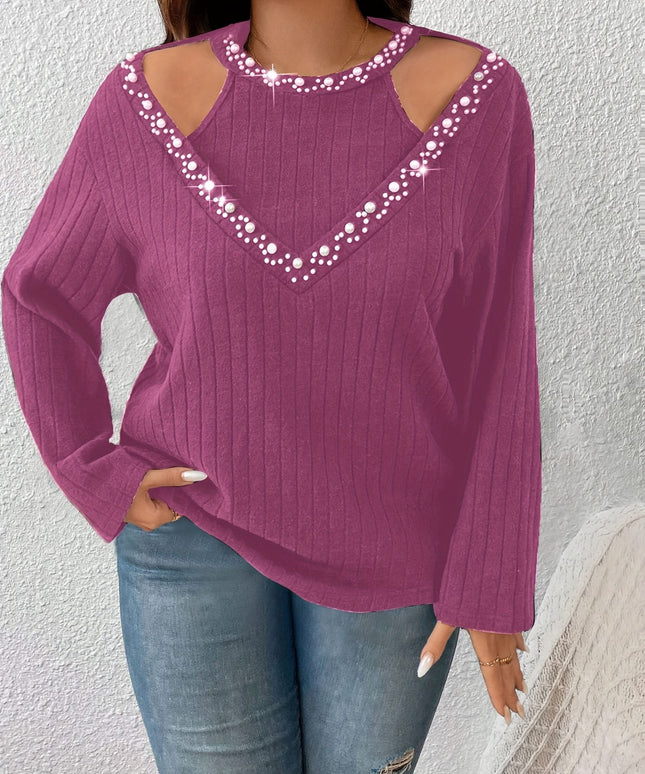 jkthpu-45 Elegant Mock Collar Burgundy Plus Size Long Sleeve Winter Top