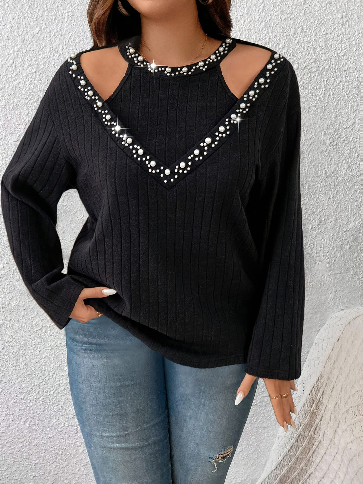 jkthpu-45 Elegant Mock Collar Burgundy Plus Size Long Sleeve Winter Top