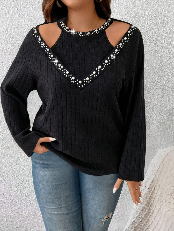 Elegant Mock Collar Burgundy Plus Size Long Sleeve Winter Top