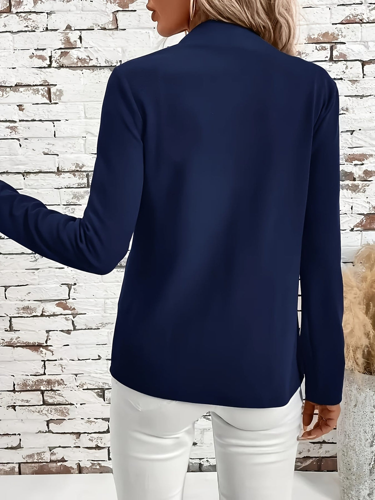 KissICON Elegant Navy Longline Blazer – Chic To Party