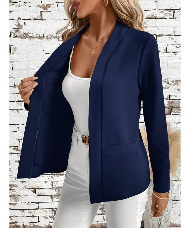 KissICON Elegant Navy Longline Blazer – Chic To Party
