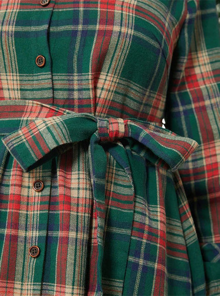 KissICON Elegant Plaid Shirt – Belt Springfall