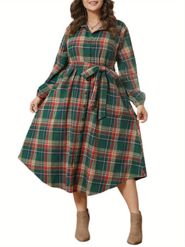 KissICON Elegant Plaid Shirt – Belt Springfall