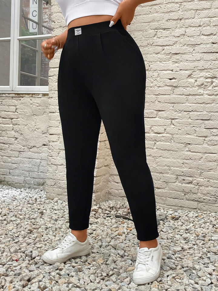 Elegant Plus Size Black Tapered WideLeg Trousers