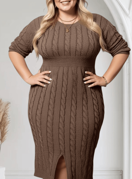 jkthpu-45 Elegant Plus Size Bodycon Dress Chic Versatile AllSeason Style
