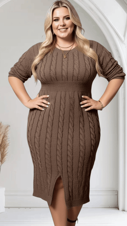 jkthpu-45 Elegant Plus Size Bodycon Dress Chic Versatile AllSeason Style