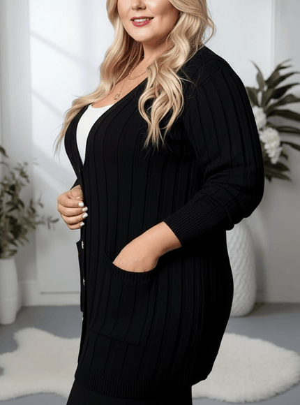 jkthpu-45 Elegant Plus Size Cardigan Autumn Winter 2025 New Knitwear