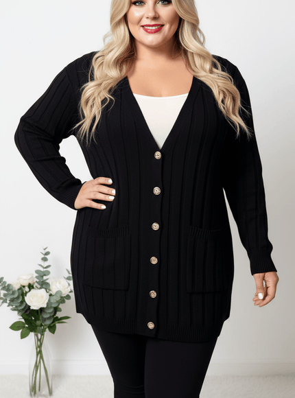 jkthpu-45 Elegant Plus Size Cardigan Autumn Winter 2025 New Knitwear