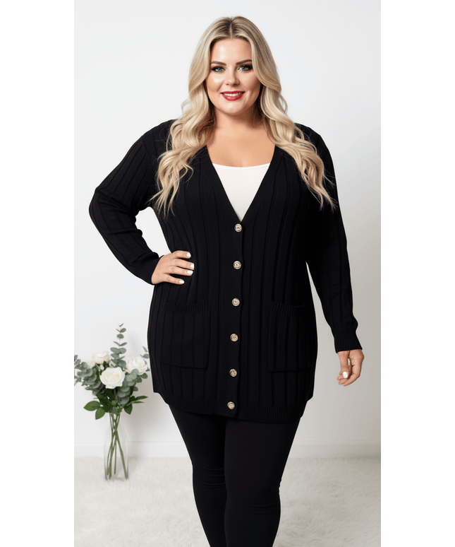 jkthpu-45 Elegant Plus Size Cardigan Autumn Winter 2025 New Knitwear