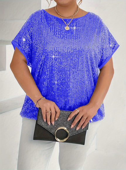 jkthpu-45 Elegant Plus Size Festive Party Short Sleeve TShirt