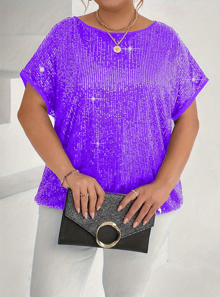 jkthpu-45 Elegant Plus Size Festive Party Short Sleeve TShirt