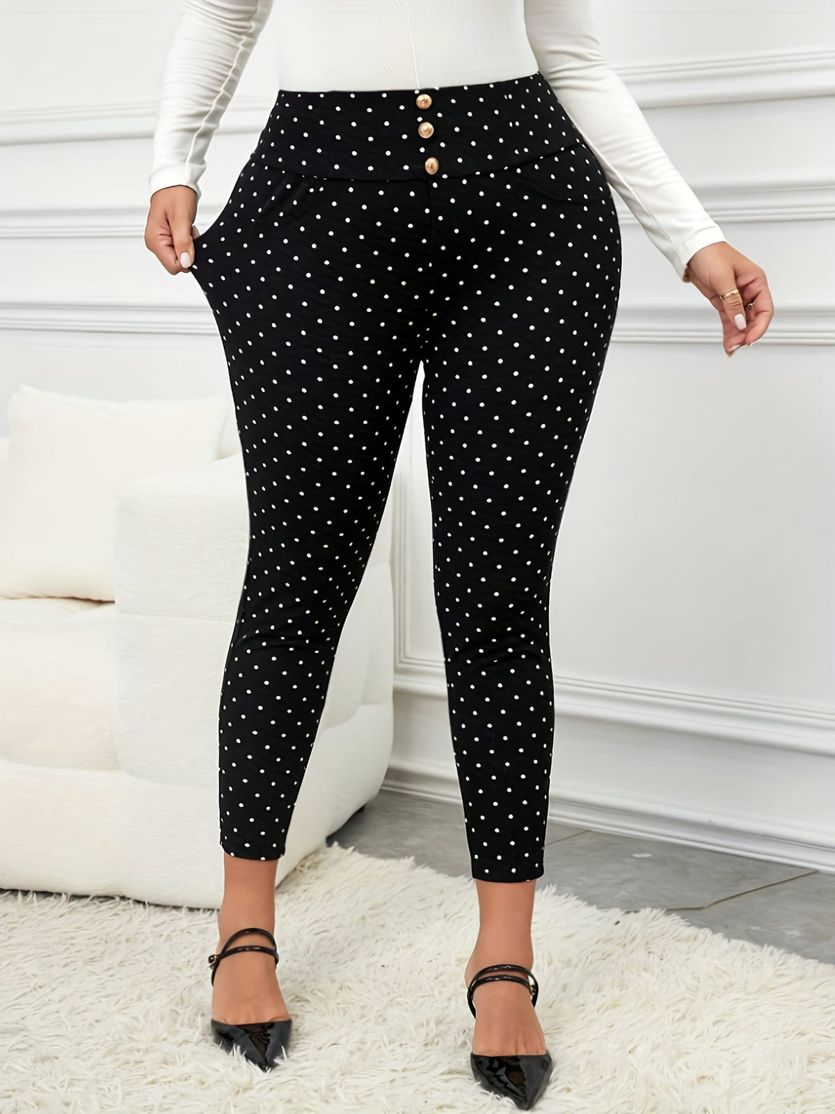 jkthpu-45 Elegant Plus Size HighWaist Trousers AllSeason Style