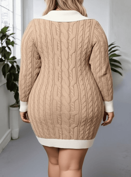 jkthpu-45 Elegant Plus Size Knit Hollowed Dress Gift