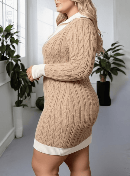 jkthpu-45 Elegant Plus Size Knit Hollowed Dress Gift