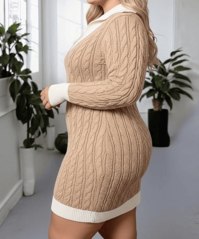 jkthpu-45 Elegant Plus Size Knit Hollowed Dress Gift