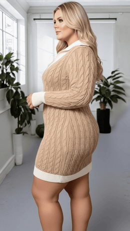 jkthpu-45 Elegant Plus Size Knit Hollowed Dress Gift
