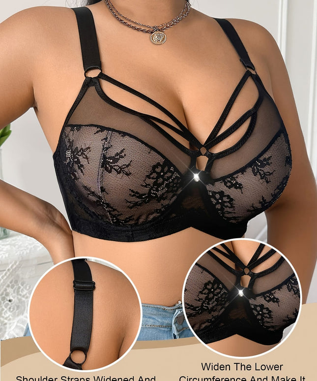 jkthpu-45 Elegant Plus Size Lace Bra Sexy Supportive Comfort
