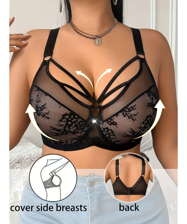 jkthpu-45 Elegant Plus Size Lace Bra Sexy Supportive Comfort